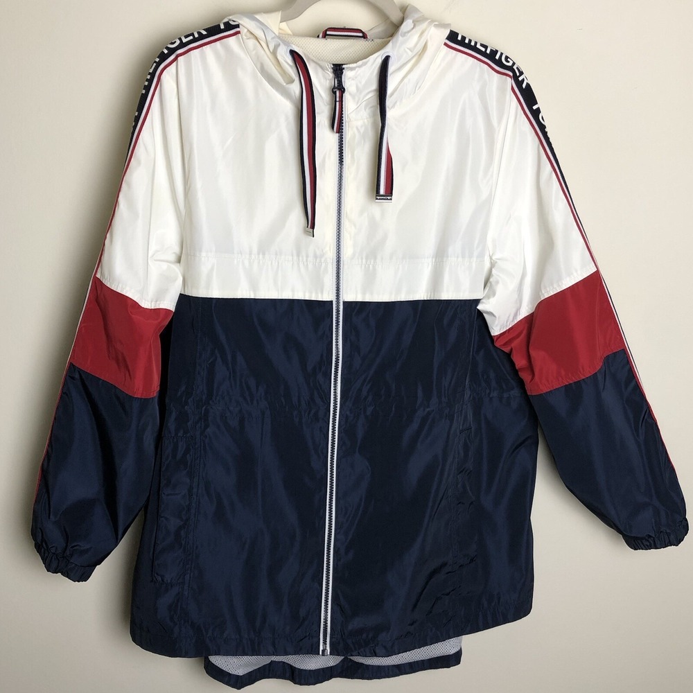 Tommy Hilfiger Spring Jacket Mens Large White Navy Blue